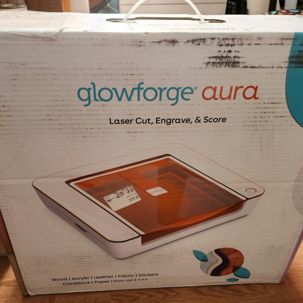 Aura Compact Laser Cutter - White with Orange Lid